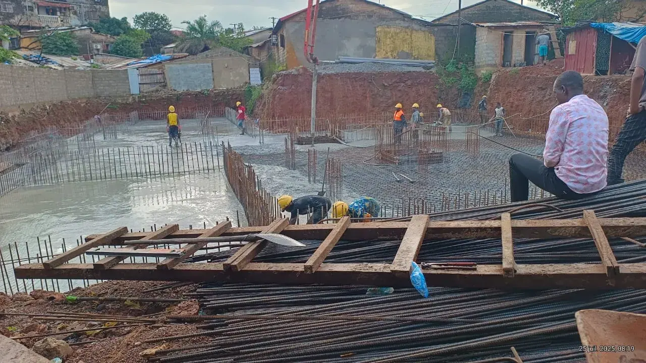 Work on a concrete slab